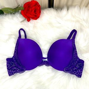 VINTAGE VICTORIA SECRET- PURPLR LACE DREAM ANGELS PUSH UP SIZE 36B